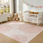 WITSHOCK Pink Rugs 6x9 for Bedroom Girls,Floral Modern Distress Print Pattern Carpet for Living Room Dining Room,Stain Resistant Anti Slip Backing Rugs for Kids Room Nursery Playroom,Light Pink