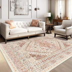 zesthome 6x9 Area Rug, Super Soft Washable Rugs for Living Room, Non-Slip Stain Resistant Vintage Rugs, Ultra-Thin Large Area Rugs