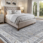 LUMI Washable Area Rug for Living Room, 8x10 Ultra Soft Traditional Vintage Rugs Non Slip with Rubber Backing, Low Profile, High Traffic, Stain Resistant Carpets, Ideal for Bedroom, Dining Room