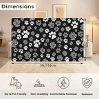 Cat Paws Black Area Rug for Living Room, Non-Slip Backing Low Pile Modern Abstract Rug for Indoor Use, 3x5 Washable Carpet