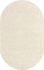 Unique Loom Solid Shag Collection Area Rug (5' 3" x 8' Oval, Snow White)