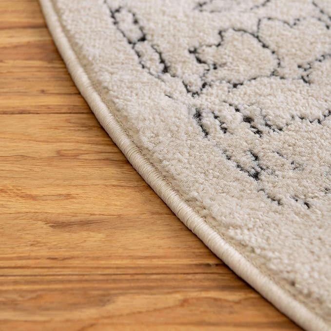 Unique Loom Isabella Collection Area Rug - Adjani (3' 3" Round, White/ Blue)