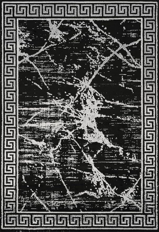 GLORY RUGS Area Rugs Marble 2x7 Black Gray Carpet Modern Abstract Rug Living Room Dining Bedroom Rug