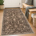 KILOCOCO Area Rug 3x5 Entryway Rug Washable Printed Vintage Floral Rubber Backed Non Slip Indoor Kitchen Rugs for Living Room Laundry Room Playroom Mudroom Moroccan Area Rugs, Rust Red