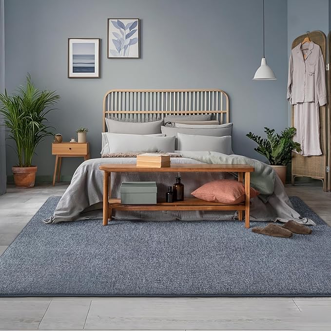 AROGAN Washable 4×6 Bedroom Rug, Modern Area Rugs with Soft Memory Foam for Living Room, Minimalist Non-Slip Indoor Floor Carpet for Dining Room Office Kids Playroom Decor, Navy Blue