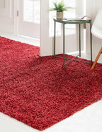 Unique Loom Davos Shag Collection Area Rug - Solid (10' x 14' 1" Rectangle, Poppy)