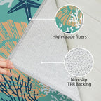 Tritard Coastal Area Rugs Nautical Beach Themed Non-Slip Machine Washable Rugs Modern Floor Carpet for Living Room Bedroom, 5x7, Teal and Turquoise