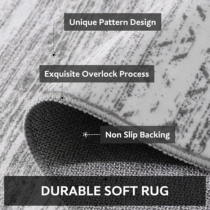 9x12 Area Rugs for Living Room Machine Washable Rug Distressed Indoor Carpet Neutral Moroccan Boho Rug Ultra Soft Area Rug for Bedroom Dining Room Playroom Office, Grey
