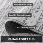 6x9 Area Rugs for Living Room Machine Washable Rug Distressed Indoor Carpet Neutral Moroccan Boho Rug Ultra Soft Area Rug for Bedroom Dining Room Playroom Office, Grey