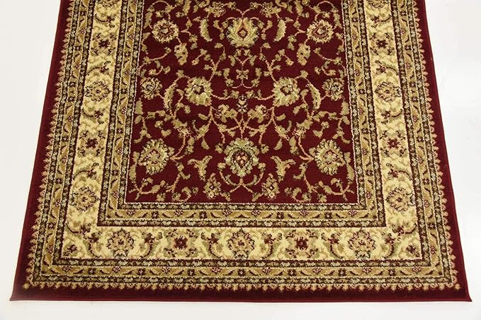 Unique Loom Voyage Collection Traditional Oriental Classic Intricate Design Area Rug (4' 0 x 4' 0 Square, Red/Gold)