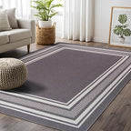 Beverly Rug Non Slip Area Rugs 8x10 Modern Bordered Non Skid Rubber Backing Soft Area Rug for Living Dining Room Easy to Clean Non Shedding Kitchen Bedroom Indoor Carpet 8 x 10 Gray