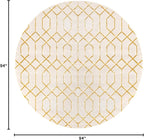 Marilyn Monroe Glam Collection Area Rug - Trellis (7' 10" Round, White Gold/ Gold)