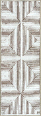 Bloom Rugs Washable Non-Slip 10 ft Runner - Brown Striped Runner for Entryway, Hallway, Bathroom, and Kitchen - Exact Size: 2.5' x 10'