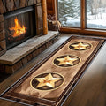 Gold Five-Point Star Runner Rug, 1.3x7ft Washable Hallway Badge Carpet, Corridor Accent Rugs, Stylish Decorative Runner for Home Hallway & Foyer, Vintage Style Non-Slip Mat
