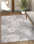 CAMILSON Indoor Outdoor Rug, Beige 10’x14’ Leaf Tropical Botanical Area Rugs for Indoor and Outdoor patios, Easy-Cleaning Non-Shedding Living Room, Garden and Kitchen Washable Outside Carpet (10x14)