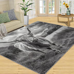 Highland Cattle Rugs for Bedroom - 3x5 Area Rug - Black White Highland Cattle Rugs for Living Room, 3D Natural Landscape Rug, Non-Slip Washable Home Decor Carpet