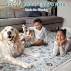 WILLSUN Washable Area Rugs, 8x10 Non-Slip Boho Large Area Rugs for Living Room, Bedroom, Machine Washable Vintage Rug, Indoor Floral Print Carpet for Home Decor, Kid & Pet Friendly Mat
