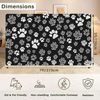 Cat Paws Black Area Rug for Living Room, Non-Slip Backing Low Pile Modern Abstract Rug for Indoor Use, 5x7 Washable Carpet