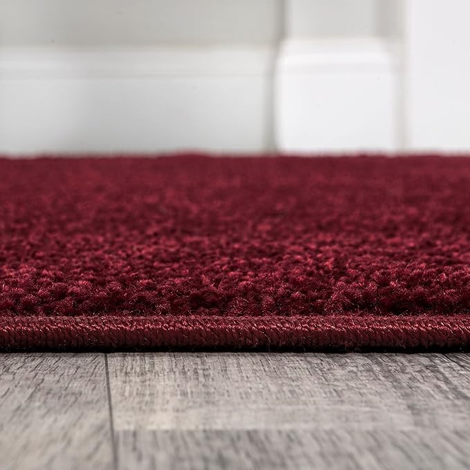 JONATHAN Y Haze Solid Low-Pile Dark Red 3x5 Oval Indoor Area Rug, Coastal,Bohemian,Minimalist,Classic, Easy-Cleaning for Living Room,Bedroom,Kitchen,Pet Friendly,Non-Shedding (SEU100Q-3OV)