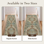 GENIMO 2'6'' X 8' Runner Rugs for Entryway,Machine Washable Vintage Floor Cover Foldable Modern Non Slip Rug, Low Pile Soft Carpet Floral Print Mat for Indoor Entryway/Bathroom/Kitchen,Sage Green