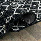 Rugshop Boho Black and White Tribal Area Rug – Geometric Diamond and Stripe Pattern Carpet for Living Room, Bedroom, or Entryway – Soft Modern Bohemian Floor Décor 2' 3" x 4' Black