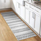 BESTSWEETIE 2x6 Area Rugs for Living Room Washable Moroccan Farmhouse Neutral Geometric Low Pile Non-Slip Soft Print Pattern Rug for Bedroom Kitchen Dining Room Entryway Grey/Black/Navy