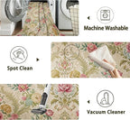 Chic Vintage Rose Rug for Living Room 5x7, Low Pile Non-Slip Backing, Machine Washable Easy Fold Rug for Home, Office, Dorm Room