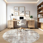 Round Rug Living Room Rugs: 8Ft Washable Circle Large Abstract Modern Soft Stain Resistant Non Slip Indoor Floor Carpet for Bedroom Nursery Office Dining Room Dorm Home House Decor- Brown