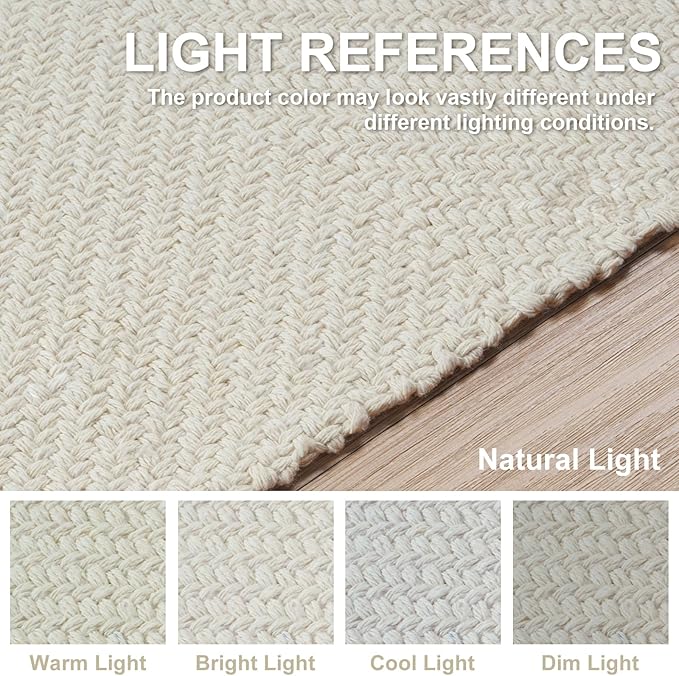 Collive Long Hallway Runner - 2.6' x 10', Washable Indoor Entryway Rug, White/Beige Braided Woven Kitchen Rug for Laundry Room Bedroom Doorway