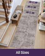 DEXI Hallway Runner Rug 3x8, Modern Abstract Non Slip Thin Soft Runners Carpet, Stain Resistant Washable Indoor Rug for Hallway Entryway Kitchen Laundry Room Living Room, Red Brown