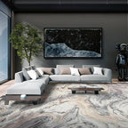 9x12 Area Rugs for Living Room, Modern Abstract Rug for Bedroom, Contemporary Machine Washable Rug, Large Stain Resistant Carpet for Dining Room Playroom Nursery Room, Pet & Kids Friendly