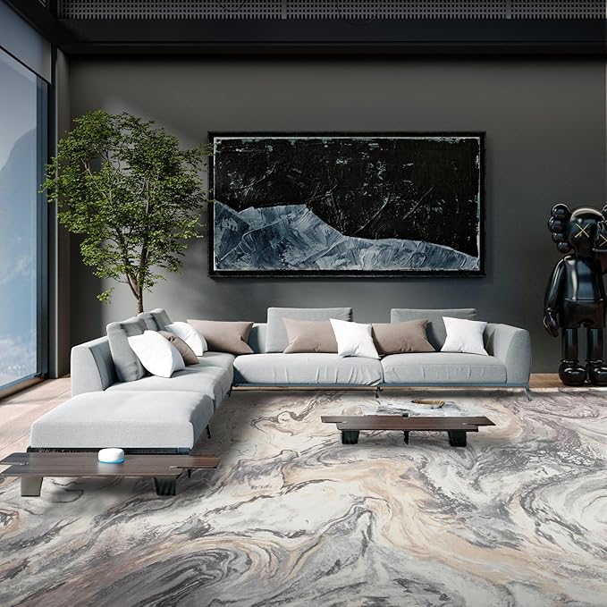 8x10 Area Rugs for Living Room, Modern Abstract Rug for Bedroom, Contemporary Machine Washable Rug, Large Stain Resistant Carpet for Dining Room Playroom Home Office, Pet & Kids Friendly