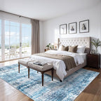 Area Rugs 10x14 Living Room - Washable Rug Modern Abstract Soft Large Neutral Non-Slip Carpet Indoor Floor Thin Carpets for Bedroom Dining Room Farmhouse Nursery Home Office Blue Grey