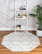 Unique Loom Trellis Frieze Collection Area Rug - Geometric (7' 10" Octagon, Ivory/ Gray)