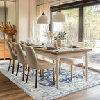 jinchan Fiora 6x9 Area Rug for Living Room Washable Soft Throw Rug Ultra-Thin Stain Resistant Non-Slip Distressed Vintage Floral Large Carpet for Bedroom, Home Office, Nursery(6x9ft, Dark Blue)