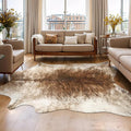 AROGAN Western Decor Faux Fur Cowhide Rug, 3.6 x 2.3 Feet Premium Animal Skin Cow Hide Rug, Sturdy Cow Print Rugs for Wall Decor, Western Floor Carpet for Bedroom Living Room, Brownish
