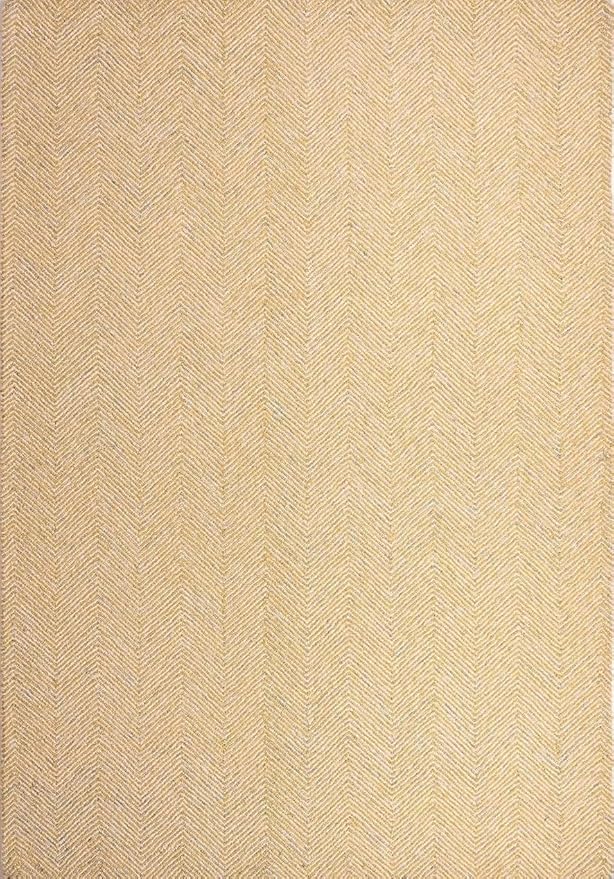Modern Herringbone Chevron Collection Handcrafted Wool Area Rug - Durable, Zigzag Pattern, for High Traffic, Contemporary Design for Living Room, Bedroom, Dining Room Decor (Butter Yellow, 6' x 6')