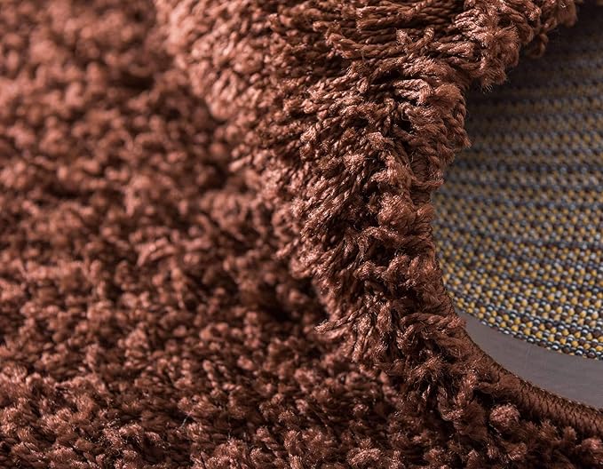 Unique Loom Solid Shag Collection Area Rug (6' 1" x 9' Rectangle, Chocolate Brown)
