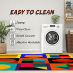 Geometric Rug 3x5 - Colorful Abstract Modern Funky Rugs for Bedroom Non Slip Low Pile Machine Washable Area Rugs for Living Room Kitchen, Geometric Carpet House Decor & Gifts