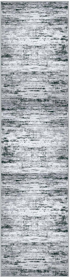 Modern Abstract Runner Rug 2.6x10, Black Grey White Washable Long Kitchen Runner Non-Slip Soft Hallway Rug Runner Thin Print Faux Wool Carpet for Entryway Bedroom Laundry Room Indoor Home Decor