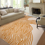 YIHOUSE Orange Rug for Living Room, 5×7 Modern Abstract Area Rug, Geometric Contemporary Wave Striped Rugs for Playroom Nursery, Washable Nonslip Large Rug for Bedroom Dining Room