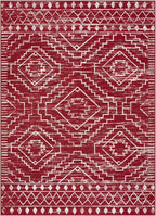 Wonnitar Moroccan Washable 5x7 Rug for Living Room, Soft Chrisrmas Rug for Bedroom, Non-Slip Stain Resistant Geometric Floor Carpet for Dining Table Kitchen Dorm (Red,5'x7')