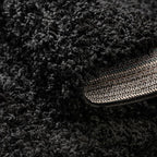 Unique Loom Solid Shag Collection Area Rug (5' 1" x 8' Oval, Jet Black)