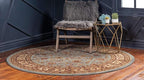 Unique Loom Voyage Collection Traditional Oriental Classic Intricate Design Area Rug (6' 0 x 6' 0 Round, Light Blue/Gold)