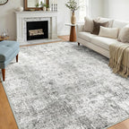 Washable Area Rugs 5'x8' Non-Slip Modern Abstract Soft for Living Room Entryway Bedroom Nursery, Print Pattern, Gray White Grey