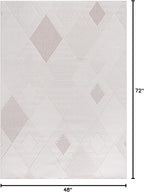 CAMILSON Micro Loop Rug 4x6 Modern Luxury Geometric Diamond Trellis Area Rugs Soft High and Low Pile Stain Resistant Easy-Cleaning Non-Shedding for Living Room Office Indoor Carpet (4 x 6 White-Beige)