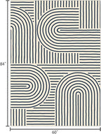Washable Area Rug 5x7 - Boho Living Room Rug Soft Bedroom Rug Ultra-Thin Indigo Modern Abstract Rainbow Dining Room Rugs Indoor Carpet for Living Room Nursery Room