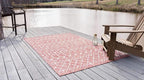 Unique Loom Outdoor Trellis Collection Area Rug - Tribal Trellis (9' x 12' Rectangle, Rust Red/ Ivory)