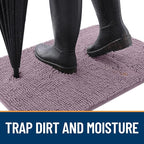 OLANLY Dog Door Mat for Muddy Paws 30x20, Absorbs Moisture and Dirt, Absorbent Non-Slip Washable Doormat, Quick Dry Chenille Mud Mat for Dogs, Entry Indoor Entryway Carpet for Inside Floor, Deep Plum