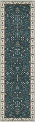 Dark Green 2x7 Kitchen Rug - Modern Vintage Boho Eclectic Floral Pastel, Washable Low Pile Non-Slip Long Runner Rugs for Hallway, Bedroom